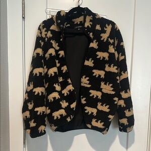 Black and Tan Bear Pattern Jacket